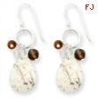 Sterling Silver Crazy Lace Agate/Clear & Smokey Qtz/Tiger Eye Earrings