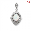 Sterling Silver Created Opal & CZ Pendant