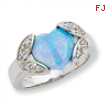 Sterling Silver Created Opal & CZ Ring