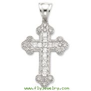 Sterling Silver Cubic Zirconia Budded Cross Pendant