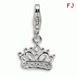 Sterling Silver Cubic Zirconia Crown With Lobster Clasp Charm