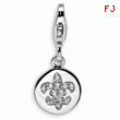 Sterling Silver Cubic Zirconia Fleur De Lis Ornament With Lobster Clasp Charm