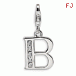 Sterling Silver Cubic Zirconia Letter B With Lobster Clasp Charm