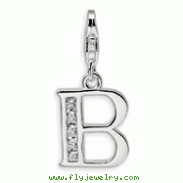 Sterling Silver Cubic Zirconia Letter B With Lobster Clasp Charm