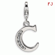 Sterling Silver Cubic Zirconia Letter C With Lobster Clasp Charm