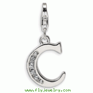 Sterling Silver Cubic Zirconia Letter C With Lobster Clasp Charm