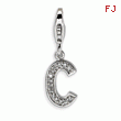 Sterling Silver Cubic Zirconia Letter C With Lobster Clasp Charm