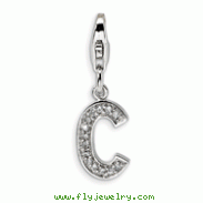 Sterling Silver Cubic Zirconia Letter C With Lobster Clasp Charm