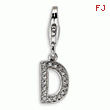 Sterling Silver Cubic Zirconia Letter D With Lobster Clasp Charm