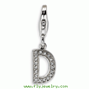 Sterling Silver Cubic Zirconia Letter D With Lobster Clasp Charm