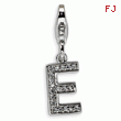 Sterling Silver Cubic Zirconia Letter E With Lobster Clasp Charm