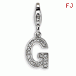 Sterling Silver Cubic Zirconia Letter G With Lobster Clasp Charm