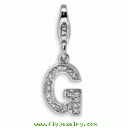 Sterling Silver Cubic Zirconia Letter G With Lobster Clasp Charm