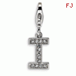 Sterling Silver Cubic Zirconia Letter I With Lobster Clasp Charm