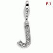 Sterling Silver Cubic Zirconia Letter J With Lobster Clasp Charm