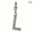 Sterling Silver Cubic Zirconia Letter L With Lobster Clasp Charm