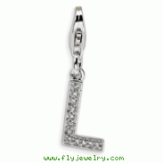 Sterling Silver Cubic Zirconia Letter L With Lobster Clasp Charm