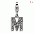 Sterling Silver Cubic Zirconia Letter M With Lobster Clasp Charm