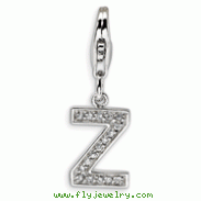 Sterling Silver Cubic Zirconia Letter Z With Lobster Clasp Charm