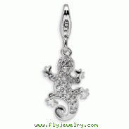 Sterling Silver Cubic Zirconia Lizard With Lobster Clasp Charm