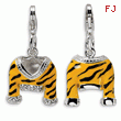 Sterling Silver Cubic Zirconia Polished Enamel Tiger Jacket With Lobster Clasp Charm