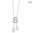 Sterling Silver Cultured Pearl & Cubic Zirconia Two Become One 18