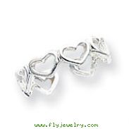 Sterling Silver Cut-Out Hearts Toe Ring