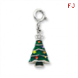 Sterling Silver CZ & Enameled Christmas Tree Charm