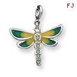 Sterling Silver CZ & Enameled Dragonfly