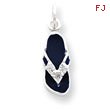 Sterling Silver CZ And Blue Enameled Flip Flop Charm