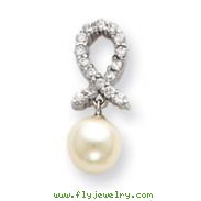 Sterling Silver CZ And Cultured Pearl Earrings
