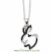 Sterling Silver CZ Bunny 18in Necklace chain