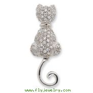 Sterling Silver CZ Cat Pin