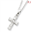 Sterling Silver CZ Cross on 16 Box Chain Necklace chain