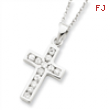 Sterling Silver CZ Cross on 16 Box Chain Necklace chain