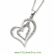 Sterling Silver CZ Double Heart Necklace chain