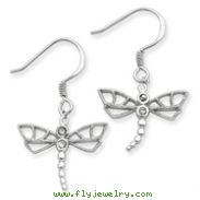 Sterling Silver CZ Dragonfly Post Earrings