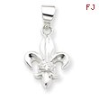 Sterling Silver CZ Fleur de lis Pendant