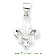 Sterling Silver CZ Fleur de lis Pendant