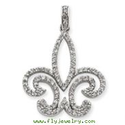 Sterling Silver CZ Fleur-de-lis Pendant