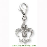 Sterling Silver CZ Fluer de lis Charm