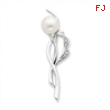 Sterling Silver CZ Freshwater Pearl Pin