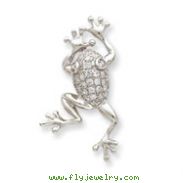 Sterling Silver CZ Frog Pin