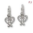 Sterling Silver CZ Heart Charm Earrings
