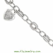 Sterling Silver CZ Heart Dangle Bracelet