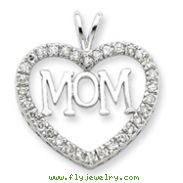 Sterling Silver CZ Heart MOM Pendant