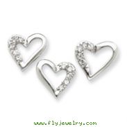 Sterling Silver CZ Heart Pendant & Earring Set