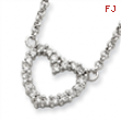 Sterling Silver CZ Heart Pendant w/Chain chain