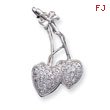 Sterling Silver CZ Hearts Pendant