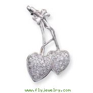 Sterling Silver CZ Hearts Pendant